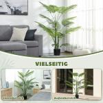 Konstgjord Palm med 16 Plastblad, UV-beständig i Plastkruka för Inomhus och Utomhus, Grön