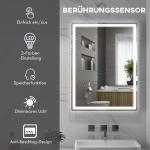 Badrumsspegel Ljusspegel Silver av Glas för Moderna Badrum Dimbar med Minnesfunktion och Imfri Yta 80 x 60 cm