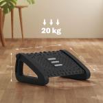 Fotstöd Skrivbord Svart av Plast för Kontor Ergonomiskt och Höjdjusterbart Stöd med Massageyta 6 Nivåer