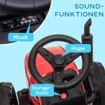 Eltraktor Åkfordon Röd av Plast och Metall för Barn med Släp och Fjärrkontroll MP3 Funktion Strålkastare Hastighet 3-6 km/h