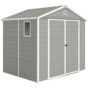 Redskapsbod och Trädgårdshus med Sadeltak och Stor Förvaringsyta för Uteplats Hållbar och Stabil Ljusgrå Stål 4,1 m² 240 x 190 x 180/228 cm