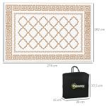 Utomhusmatta Vändbar Matta Brun Krämvit av Plast för Trädgård och Camping Väderbeständig Matta med Bärväska Perfekt 182 x 274 cm