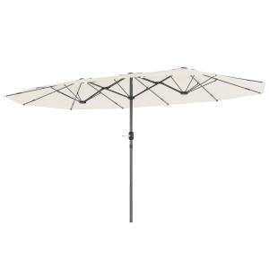 Parasoll Dubbelparasoll med Vev Beige av Stål och Polyester för Balkong och Trädgård Ovalt Solskydd med UV-Skydd 436 x 260 cm