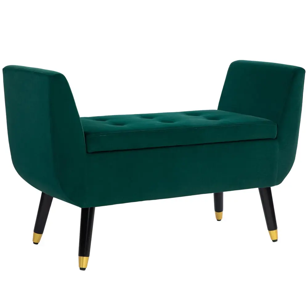 Bänk Förvaringsbänk Grön av Polyester 107 x 42 x 65 Cm