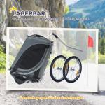Hundkärra Prisvärd Grå Svart Stål Polyester för Cykel Hopfällbar med Koppling och Reflexer Upp till 20 kg för Djur 130 x 73 x 90 cm