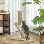 Skrapstolpe Kattträd Grå av Sisal och Plysch för Katter Takhög Klösmöbel med Kattgrotta och Korg 225-255 cm