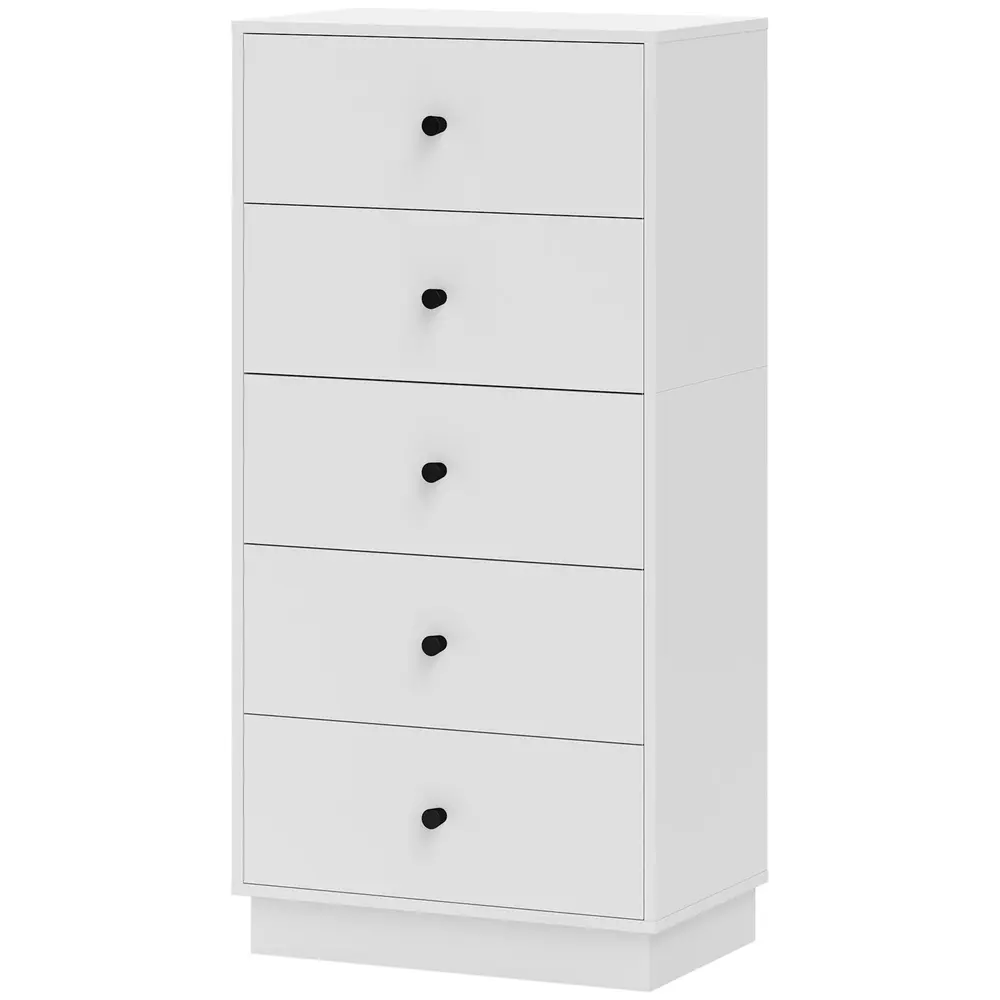Byrå med 5 Lådor i Trä Modern Stil Vit 47x29x95 cm