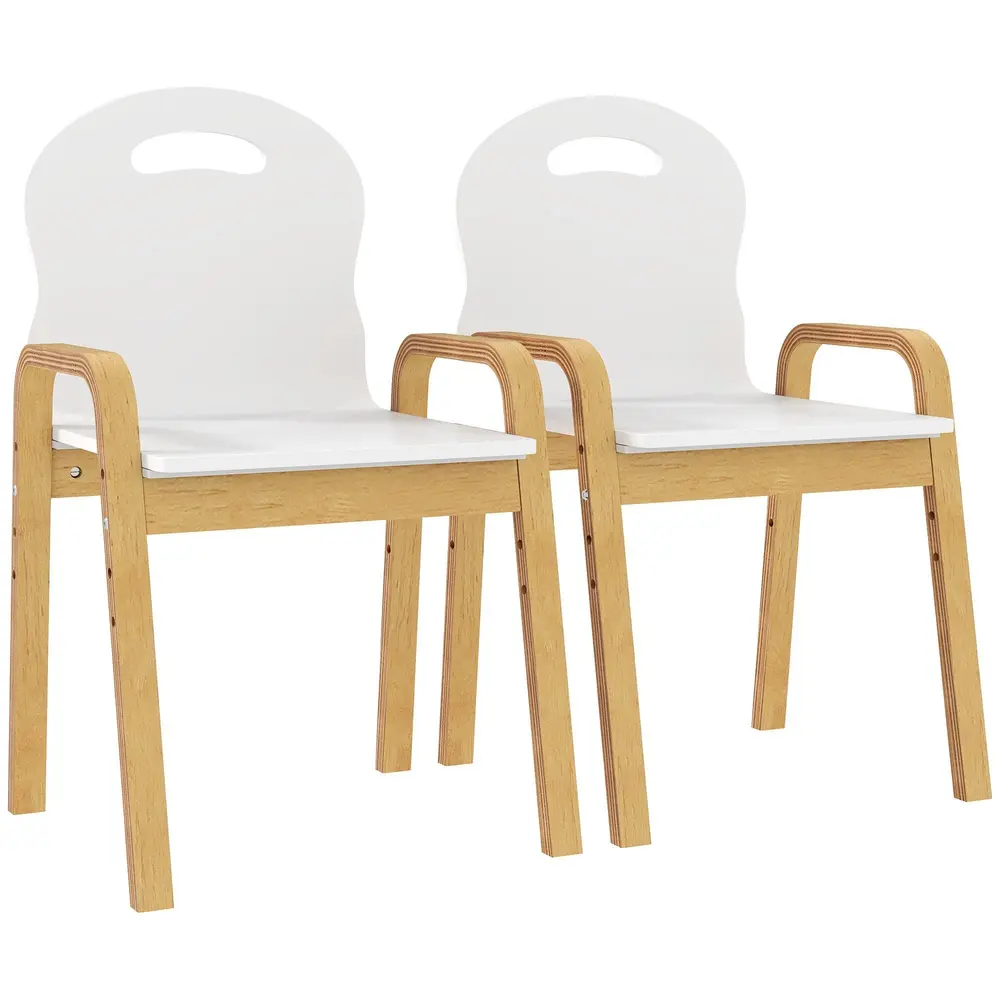 Barnstolar 2 Pack Vit Furuträ för Barnrum och Lekrum Stolar