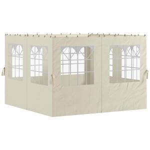 Sidoväggar 4-pack till Paviljong med Dragkedja för Solskydd och Vindskydd Hållbar och Vattenavvisande Krämfärgad Polyester 3 x 4 m