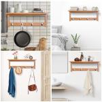 Väggarderob Prisvärd Natur Trä för Hall och Förvaring Platsbesparande Design med Krokar för Kläder och Jackor 50 x 16 x 17,5 cm