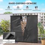 Vedställ Vedhylla Svart av Metall för Utomhusbruk Set om 2 Vattentät med 600D Oxford Överdrag UV-Skydd 176 x 163-175 cm