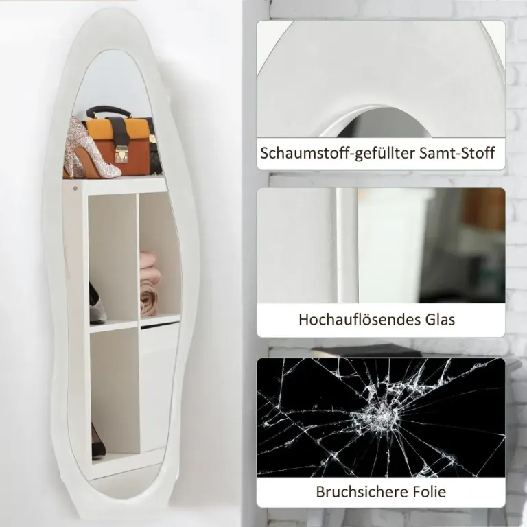 Väggspegel Helfigursspegel Vit av Glas 50 x 160 cm