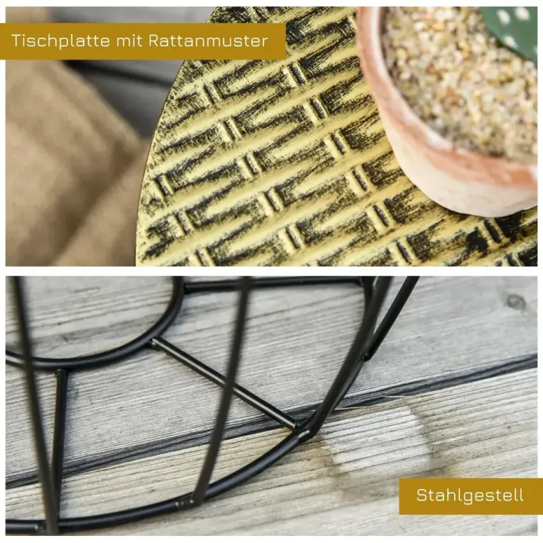 Sidobord i Metallkorg 3-Pack Dekorativa Soffbord