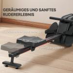 Roddmaskin Vattenmotstånd Svart Stål för Hemmagym Träningsmaskin med LCD-skärm och Mobilhållare Robust Konstruktion 135 kg
