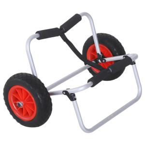 Kanotvagn Kajakvagn Surfvagn Hopfällbar med Bälte PU-Hjul Aluminium upp till 90 Kg Silver 70 X 40 X 42 Cm