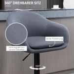 Justerbar Barstol i Linnetyg, Bekväm Kökspall med Ryggstöd och Fotstöd, Elegant Sittplats för Bar och Kök, Grå, 54 x 54 x 112 cm