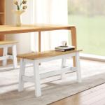 Bänk för 2 i Eklook med Stabiliserande Tvärstång för Vardagsrum och Matsal, Vit