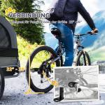 Hundkärra Prisvärd Grå Svart Stål Polyester för Cykel Hopfällbar med Koppling och Reflexer Upp till 20 kg för Djur 130 x 73 x 90 cm