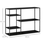 Bokhylla i Metall med 5 Hyllplan, Stilren Förvaringshylla för Kök och Vardagsrum, Robust Konstruktion, Svart, 120 x 35 x 87,5 cm