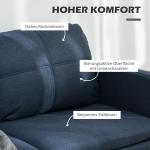 Soffa Loveseat Mörkblå av Tyg med Linnelook och Stål för Vardagsrum 2-Sits Stoppad Soffa 135 x 67 x 78 cm