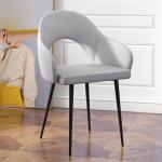 Relaxstol Fåtölj Grå av Linnelook och Stål för Sovrum Klädd Stol med Armstöd Bekväm Sittplats 56 x 58,5 x 84,5 cm