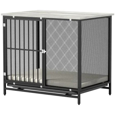 Hundbur 80 x 55 x 71 cm med Dyna och Justerbara Fötter