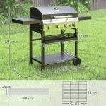 Gasgrill BBQ Grill med 4 Huvudbrännare, 1 Sidobrännare och 1 Värmeplatta, Svart, 135x55x103 cm