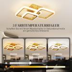 Taklampa LED Guld Metall och Akryl för Vardagsrum och Hall Modern Takbelysning med 3 Ljusfärger Energisnål Design och Bra Ljusspridning 40W