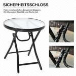 Trädgårdssidobord, Bistrobord med Glasskiva, Rund, Hopfällbar, Metall, Ø45 cm, Svart