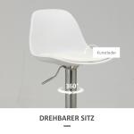 Barstolar i Konstläder 2-Pack, Snurrbara Köksstolar med Ryggstöd, Justerbar Höjd och Bekväm Sits, Vit, 40 x 42 x 82-104 cm