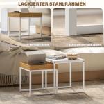 Modernt Soffbord, Set med 2, Fyrkantigt, MDF och Metall, Vit