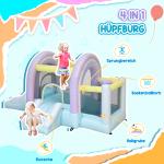 Hoppborg med Bollgrop, 2 Rutschbanor, Oxford-tyg och UV-beständig, med Blåsare, Färgglad
