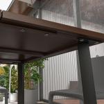 Trädgårdsbord Uteplatsbord Brun av Stål för Trädgård och Terrass Fyrkantigt Bord för 4 Personer med Paraplyhål Robust 100 x 100 x 72 cm