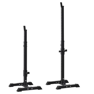 Hantelställ Skivstångsställ Set om 2 Silver 105-160 cm