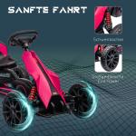 Gokart Trampbil för Barn Rosa av Metall och Plast för Barn 3-8 År Trampbil med Handbroms och Justerbart Säte