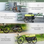 Lastvagn Cykelvagn Gul av Oxford Tyg och Metall för Cykelturer 2-i-1 Vagn med Broms och Förvaringsväska 40 kg 130 x 64 x 103 cm