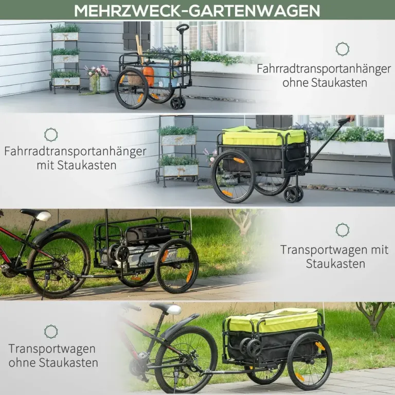 Cykelkärra och Transportvagn 130x64x103 cm, Gul och Svart