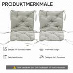 Sittdynor 2-pack med Bindband och Tjock Vaddering för Trädgårdsstolar Hållbar och Bekväm Ljusgrå Tyg för Altan och Uteplats 98 x 50 cm