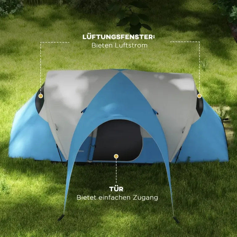 Campingtält Tunneltält för 6 Personer Blå av Polyester