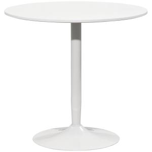 Matbord för 2 Personer med Rund Bordsskiva och Halkfria Fötter för Kök och Matsal Modern och Stabil Vit MDF och Stål 80 x 80 x 75 cm