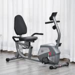 Liggande Motionscykel med LCD-skärm, 8 Nivåer Magnetiskt Motstånd, Pulssensorer, Justerbart Ryggstöd, upp till 110 kg, för Hemmagym