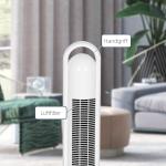 Tornfläkt Piedestalfläkt med Fjärrkontroll Vit av Plast för Sovrum Golvfläkt med 3 Ventilationsnivåer och Timer 55 W