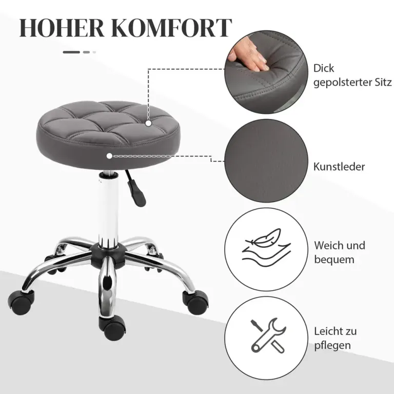 Rullpallar Arbetspallar Set Om 2 35,5 x 48-63 Cm