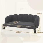 Lyxig Hundsoffa med Träben, Elegant Hundbädd med Ryggstöd, Bekväm Sovplats för Medelstora Hundar, Mörkgrå, 98,5 x 60,5 x 35,5 cm