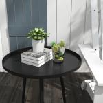 Trädgårdsbord Runt för Terrass och Balkong Hållbar och Stabil Modern Design Svart Stål 40 x 50 cm