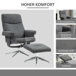 Vilstol med Fotpall, Justerbart Ryggstöd, Sammetslook, upp till 150 kg, Antracit