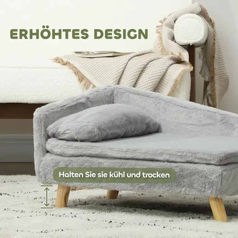 Hundsoffa Husdjursbädd Ljusgrå av Trä och Tyg