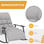 Gungstol Relaxstol Grå av Mikrofiber och Trä för Avkoppling Bekväm Stol med Fotstöd och Justerbart Ryggstöd 120 kg