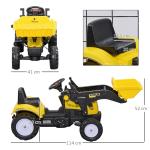 Grävmaskin Leksak Åkfordon Gul Svart av Plast för Barn 3 År Sätesgrävare med Förvaringsfack och Spade Pedaltraktor Rolig Lek