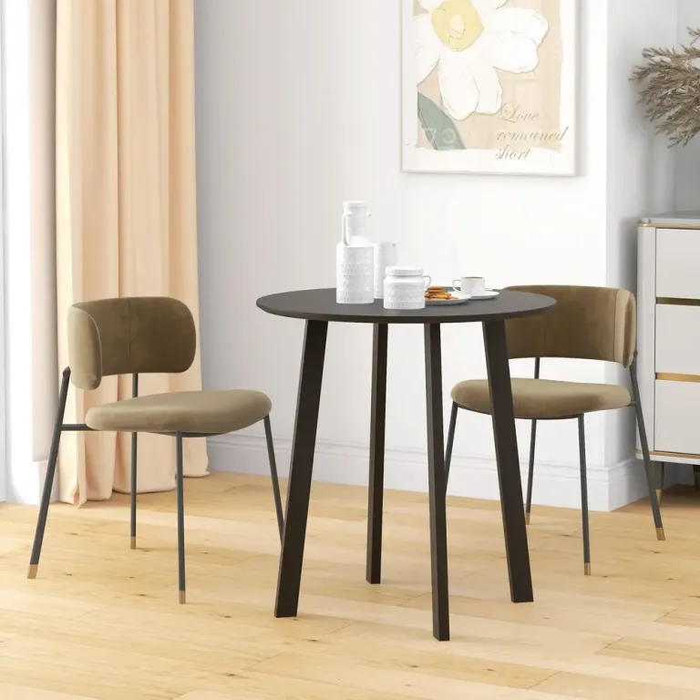 Matbord med Högglans & Eleganta Stålben Svart